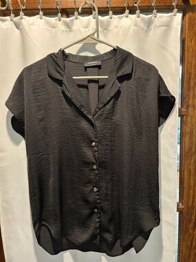 The Workshop Clothing Black Short-Sleeve Button-Front Shirt